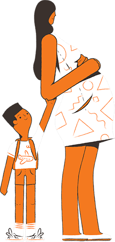 ilustração mulher grávida com criança