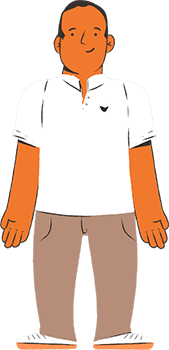 ilustração homem com os braços para baixo