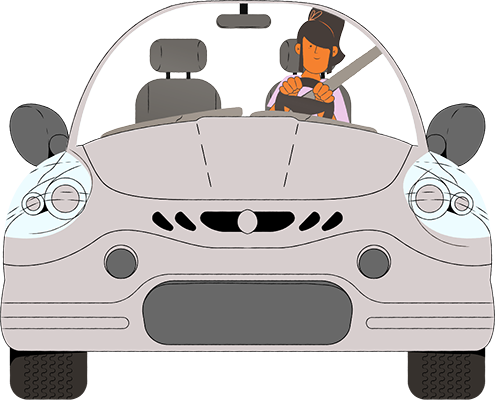 ilustração mulher dirigindo carro