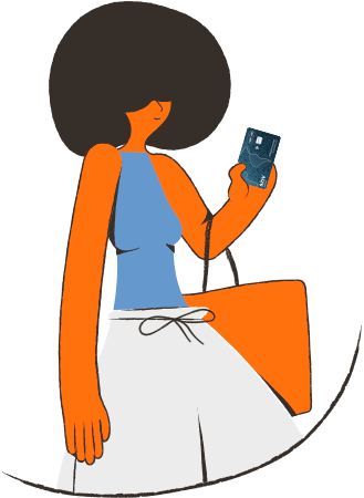 ilustração mulher segurando cartão de crédito