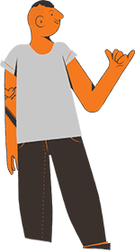 ilustração homem fazendo sinal hang loose