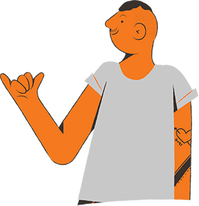 ilustração homem fazendo sinal hang loose