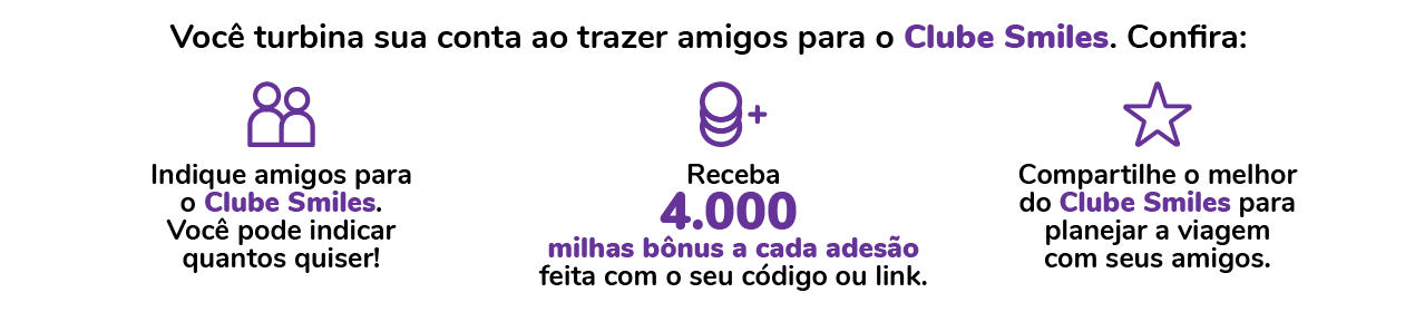 Você turbina sua conta ao trazer amigos para o Clube Smiles. Confira:
